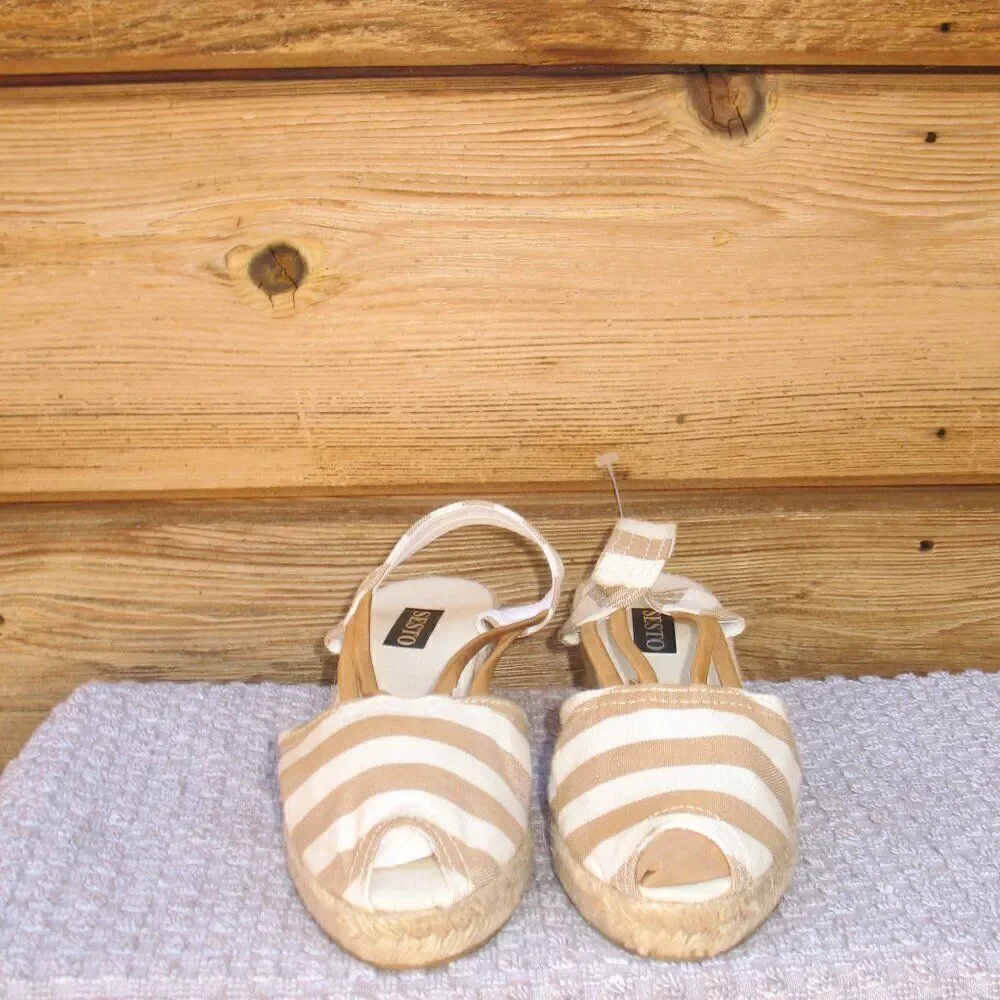 Sesto Meucci Womens 6 Striped Espadrille Peep Toe Shoes